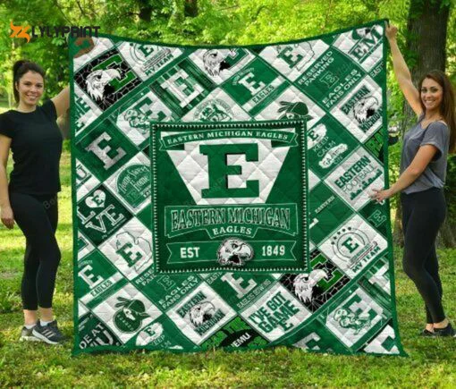 Eastern Michigan 1 Quilt Blanket For Fans Home Decor Gift ,  Soft Quilt, King Size, All Season Cozy Quilt QB0901