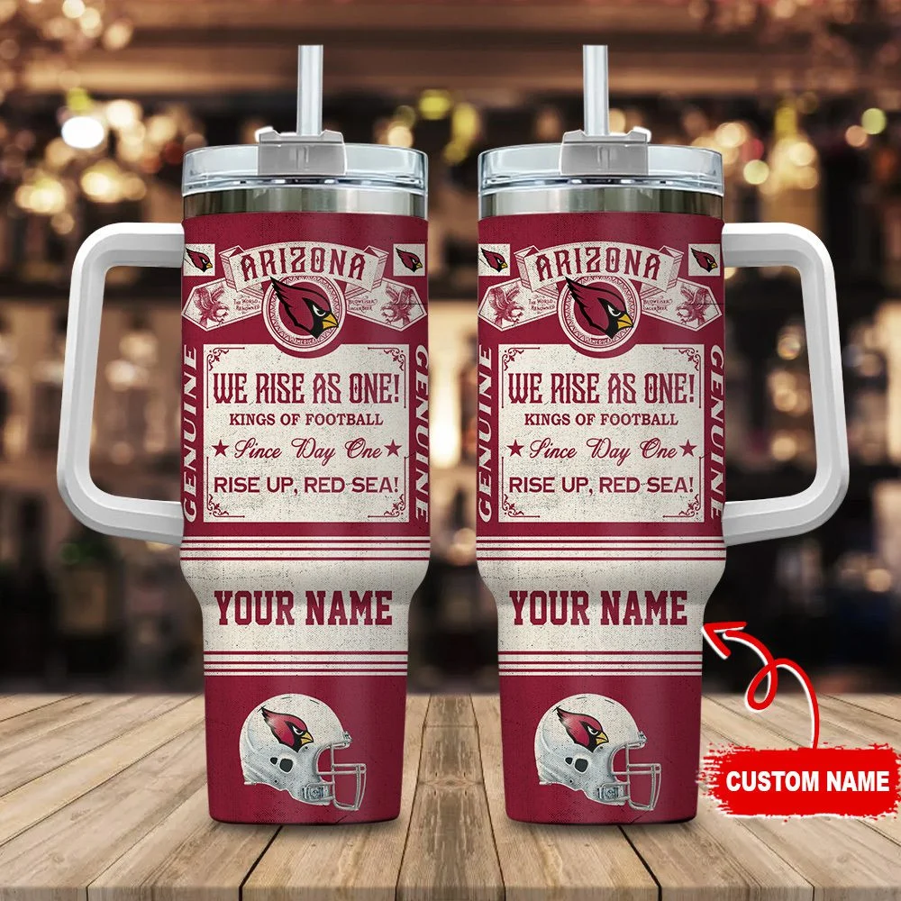 Arizona Cardinals Vintage King of Football Custom Name 40oz Stanley Tumbler - Perfect Gift for Fans 0501TB40