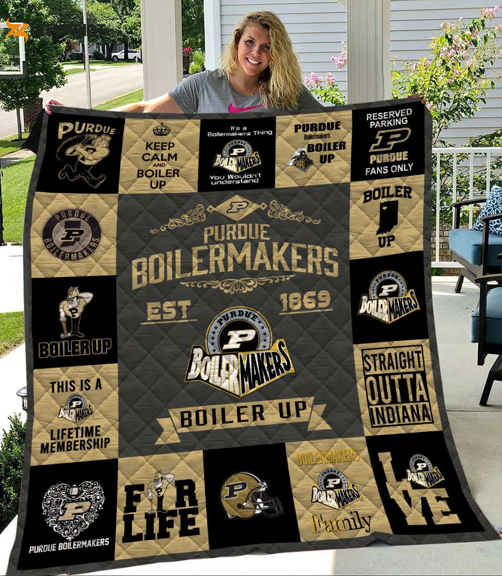 Purdue Boilermakers Quilt Blanket For Fans Home Decor Gift , Soft Quilt, King Size, All Season Cozy Quilt QB0901
