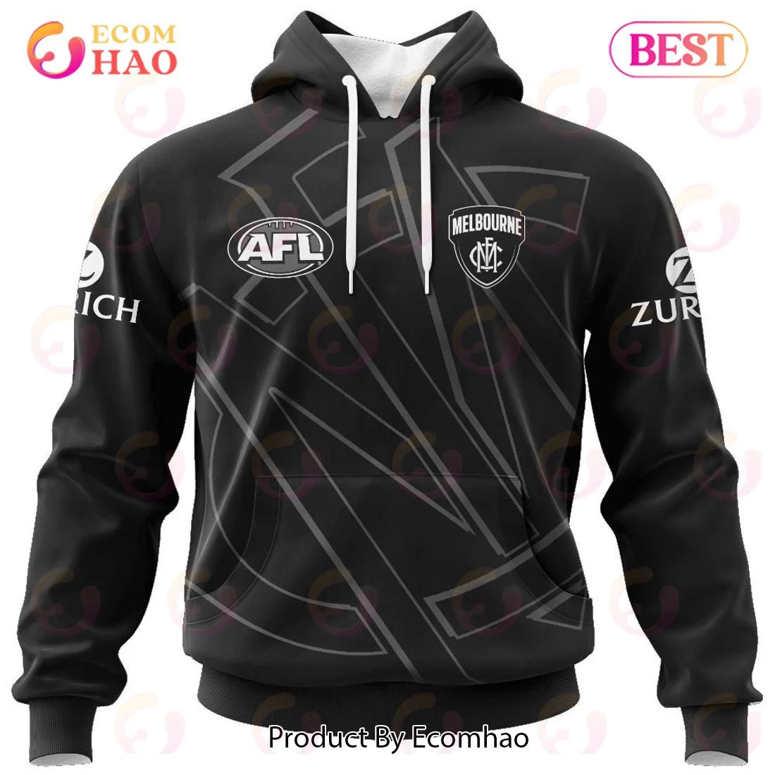 AFL Melbourne Football Club Special Monochrome Design 3D Hoodie, Zip Hoodie, Man - Women, Warm, Premium Quality HZ0501