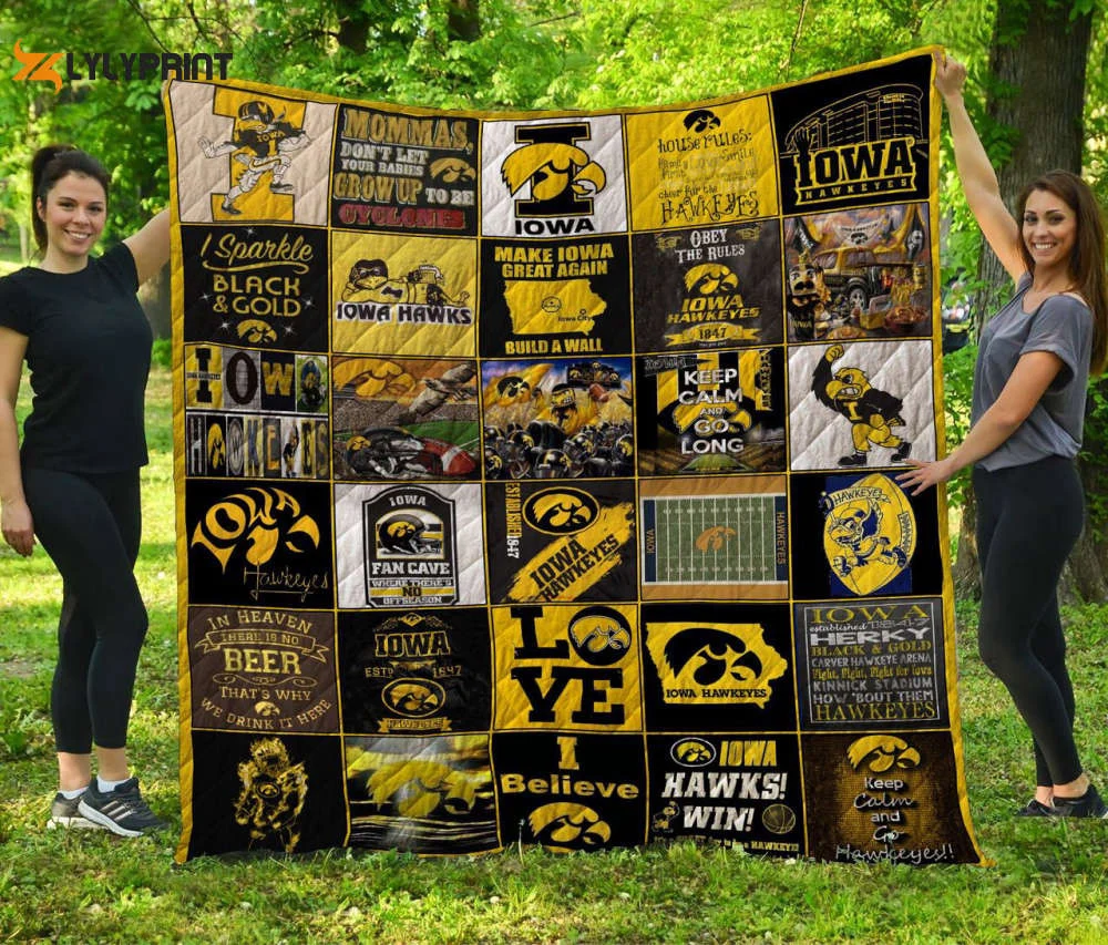 Iowa Hawkeyes 1 Quilt Blanket For Fans Home Decor Gift , Soft Quilt, King Size, All Season Cozy Quilt QB0901