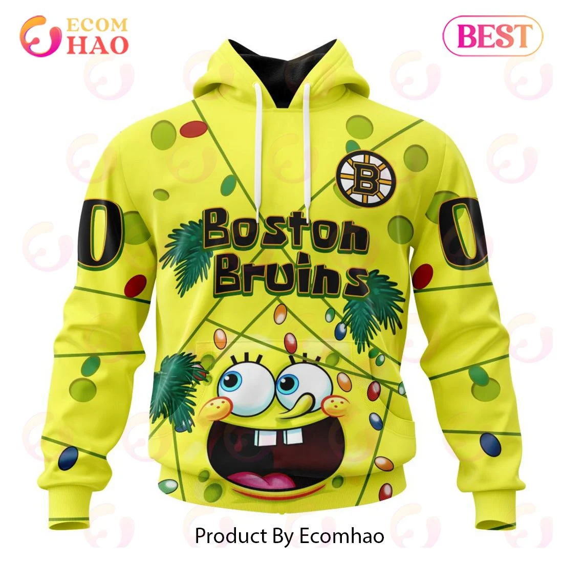 Boston Bruins Specialized With SpongeBob Concept 3D Hoodie, Zip Hoodie, Man - Women, Warm, Premium Quality HZ0501