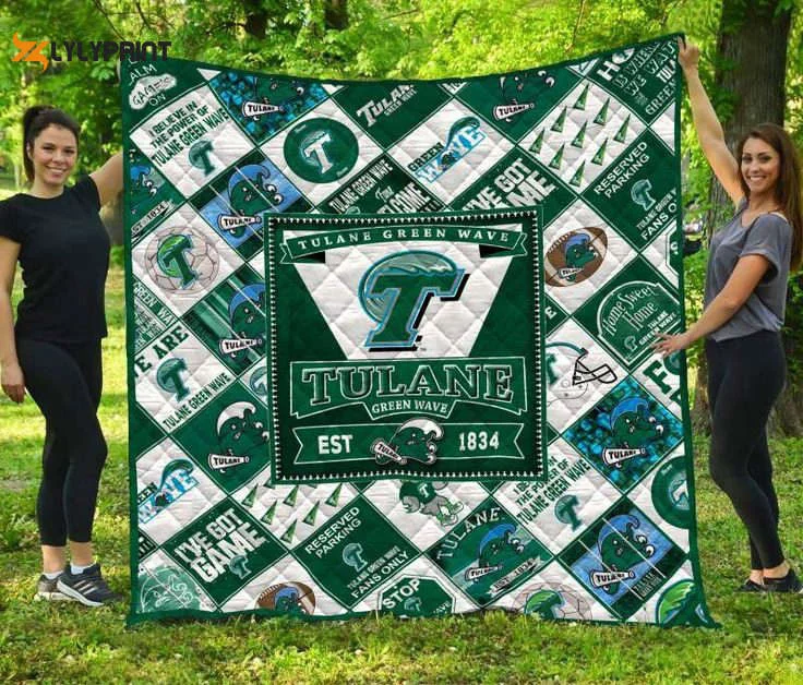 Tulane Green Wave 2 Quilt Blanket For Fans Home Decor Gift , Soft Quilt, King Size, All Season Cozy Quilt QB0901
