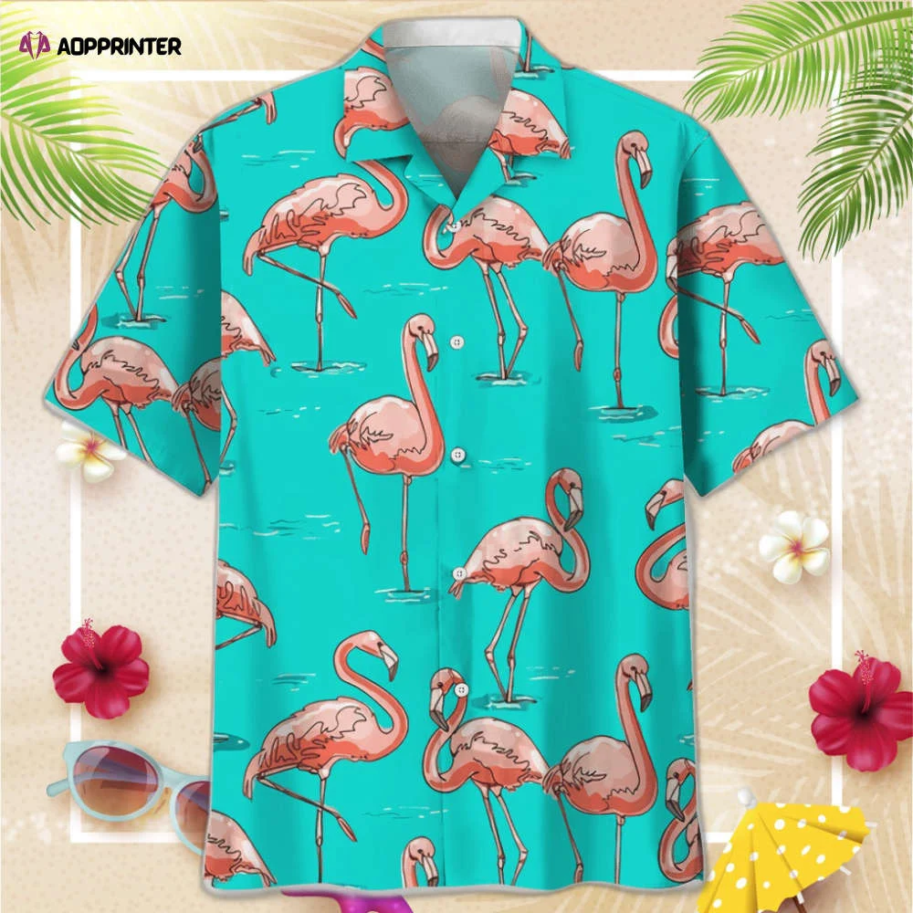 Flamingo Blue Hawaiian Shirt, Gift For Men Women HW0601