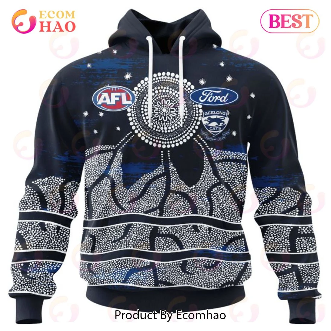 AFL Geelong Cats Special Indigenous Design 3D Hoodie, Zip Hoodie, Man - Women, Warm, Premium Quality HZ0501