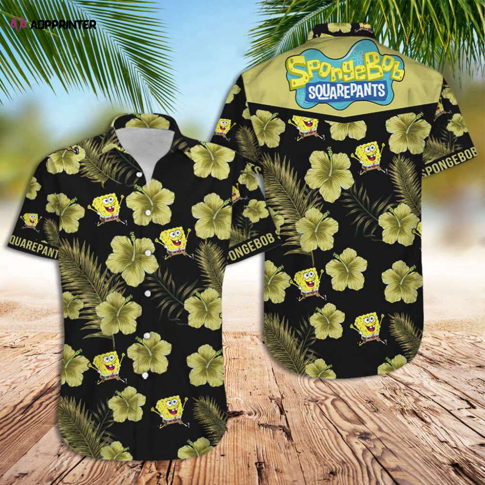 Spongebob Hawaiian Shirt: Tropical Flower Print for a Fun & Stylish Look HW0601