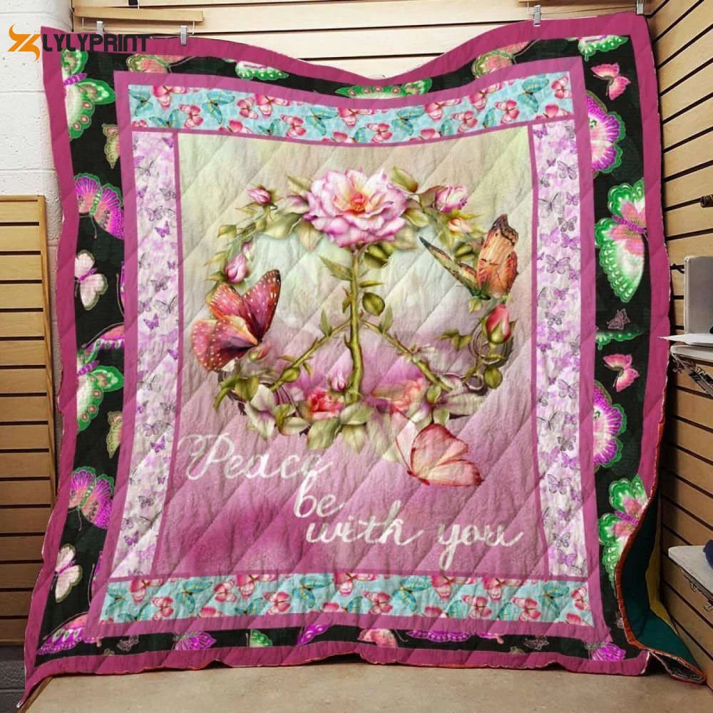 Hippie Peace Be With You 3D Customized Quilt , Soft Quilt, King Size, All Season Cozy Quilt QB0901