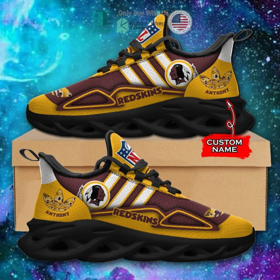 NFL Washington Redskins Custom Name Golden Brown White Max Soul Shoes Men and Women MS0601