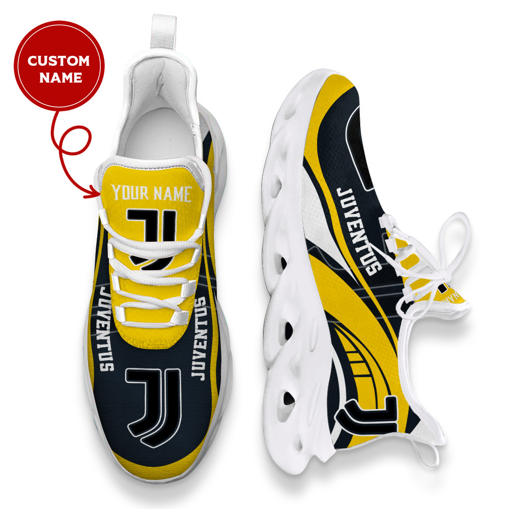 Juventus FC Custom Name Yellow Black Max Soul Shoes Unisex MS0601
