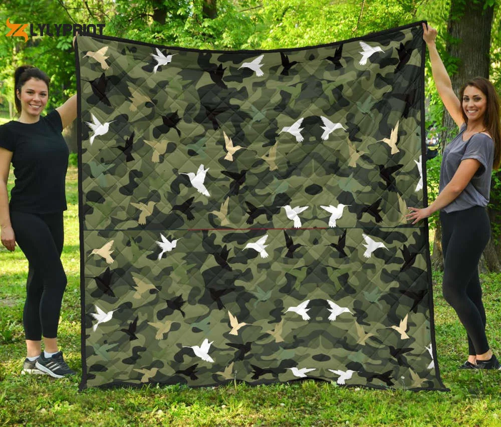 Hummingbird Military 3D Customized Quilt , Soft Quilt, King Size, All Season Cozy Quilt QB0901