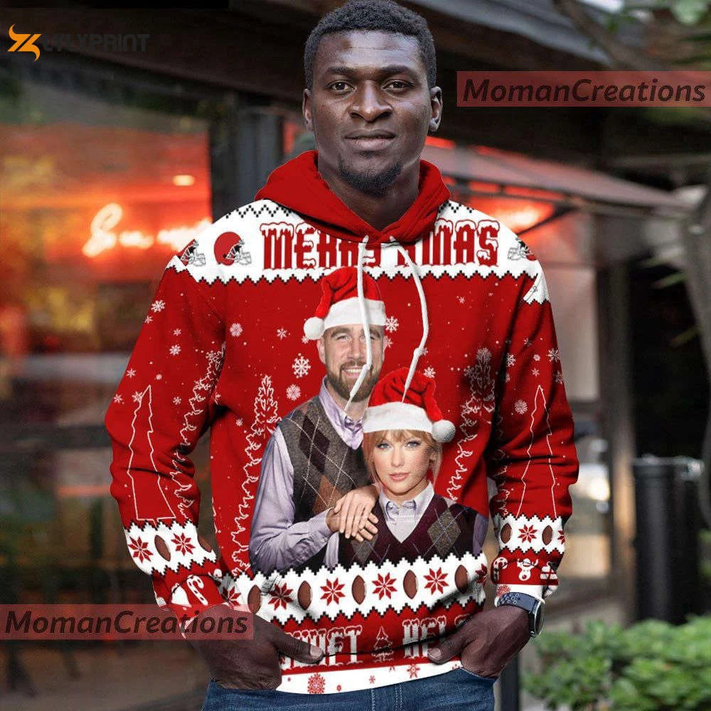 Custom Name Taylor Travis Kelce Kansas Football Ugly Christmas Hoodie HZ0501