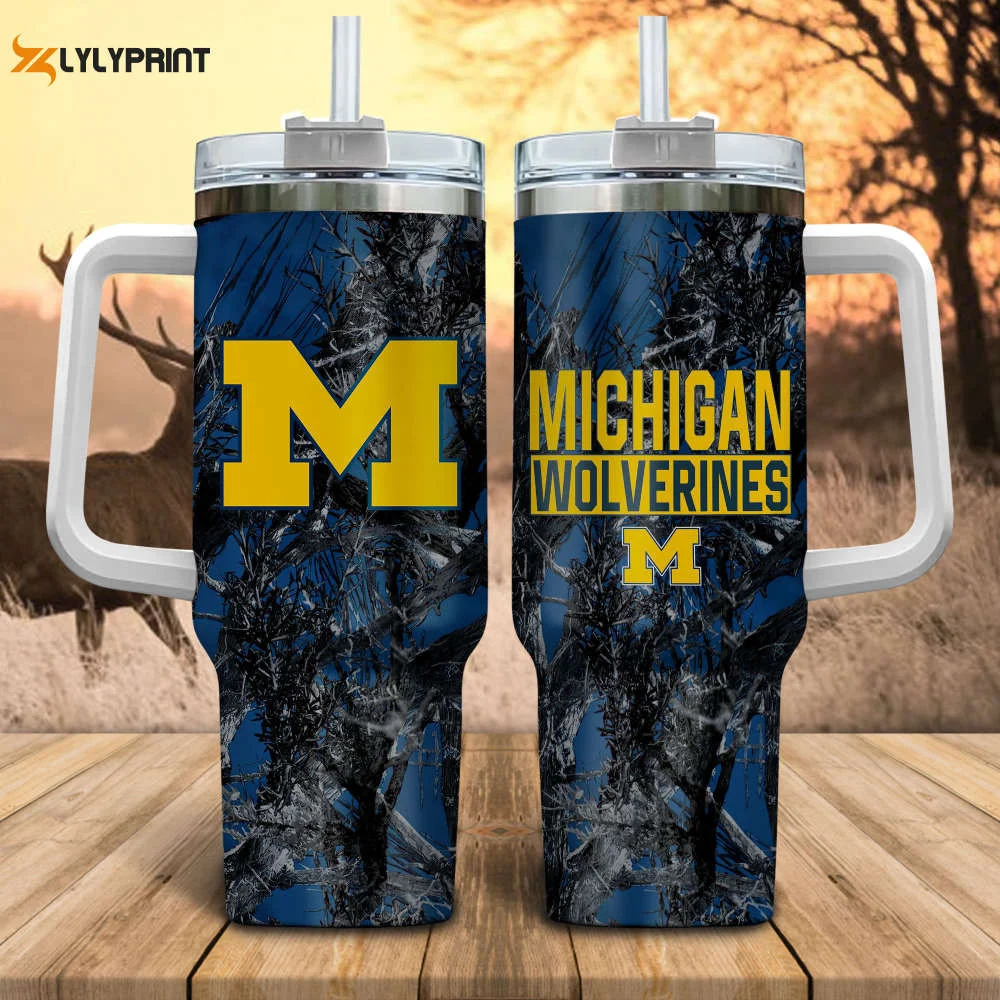 Michigan Wolverines Hunting Personalized Stanley Tumbler 40oz 0501TB40