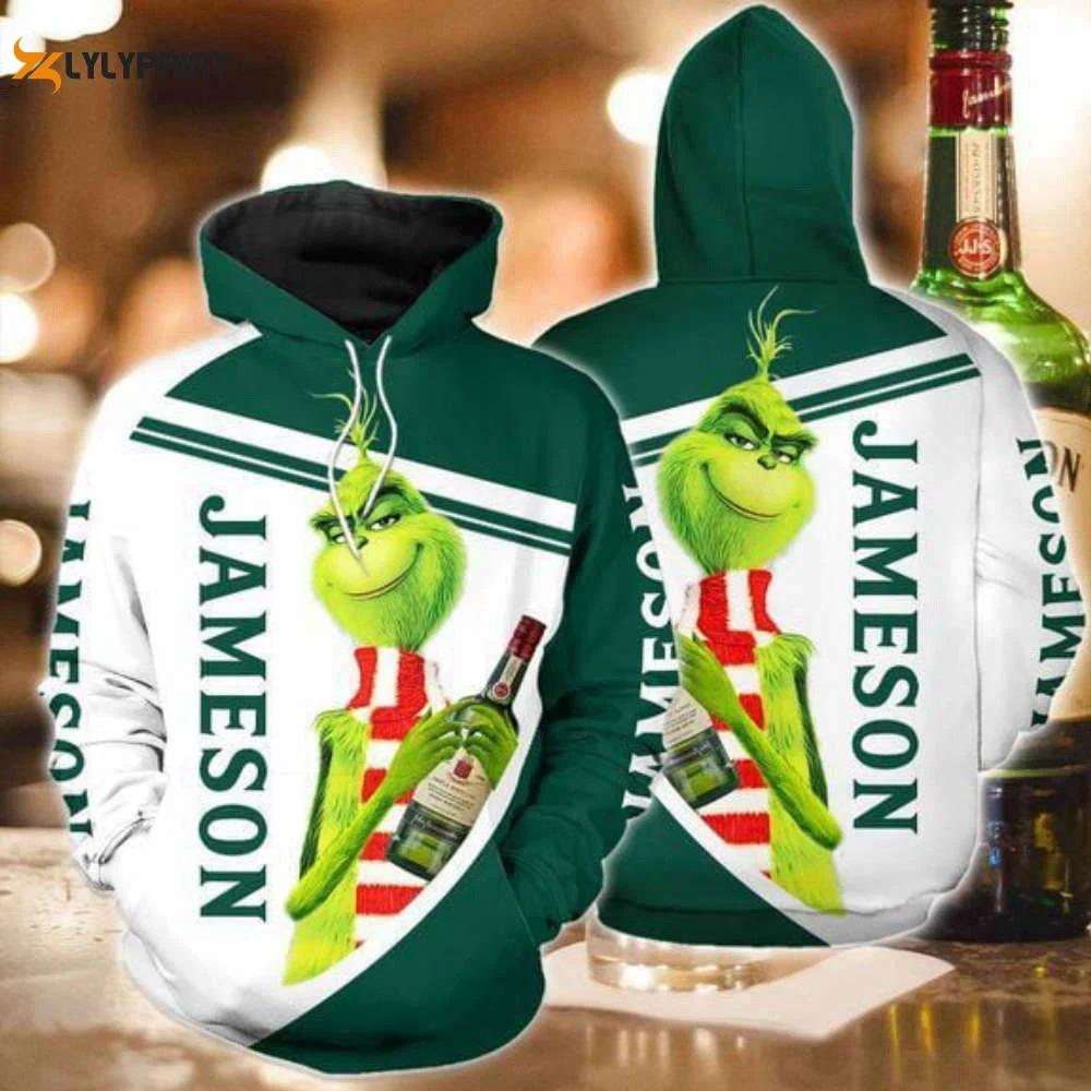 Jameson Grinch Bottle 3D All Over Print Hoodie, Zip Hoodie HZ0501
