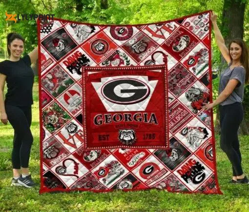 Georgia Bulldogs 2 Quilt Blanket For Fans Home Decor Gift , Soft Quilt, King Size, All Season Cozy Quilt QB0901