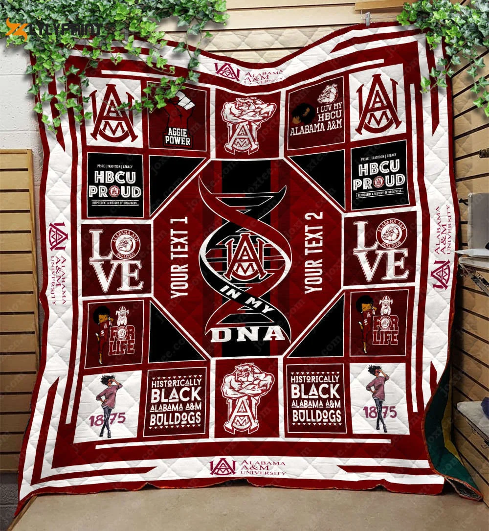 Alabama A&M Bulldogs 2 Quilt Blanket For Fans Home Decor Gift , Soft Quilt, King Size, All Season Cozy Quilt QB0901