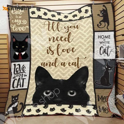 Black Cat 3D Customized Quilt ,  Soft Quilt, King Size, All Season Cozy Quilt QB0901