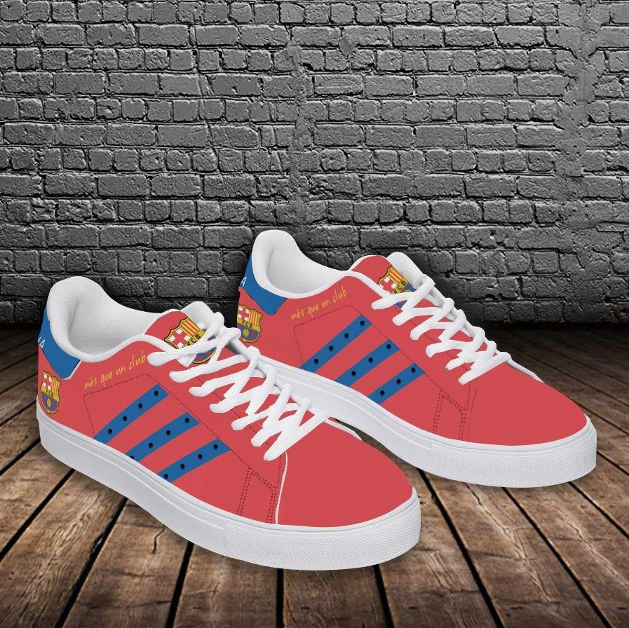 FC Barcelona Red Blue Stripes Stan Smith Shoes for Women and Men, Trendy Style Sneakers ST0801