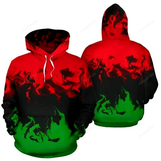 African Red Black Green 3D All Over Printed Hoodie, Zip- Up Hoodie HZ0501
