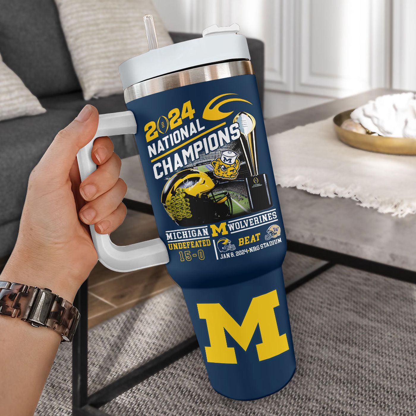 Michigan Wolverines Football 40oz Stanley Tumbler Gift Show Your Team Pride 0501TB40