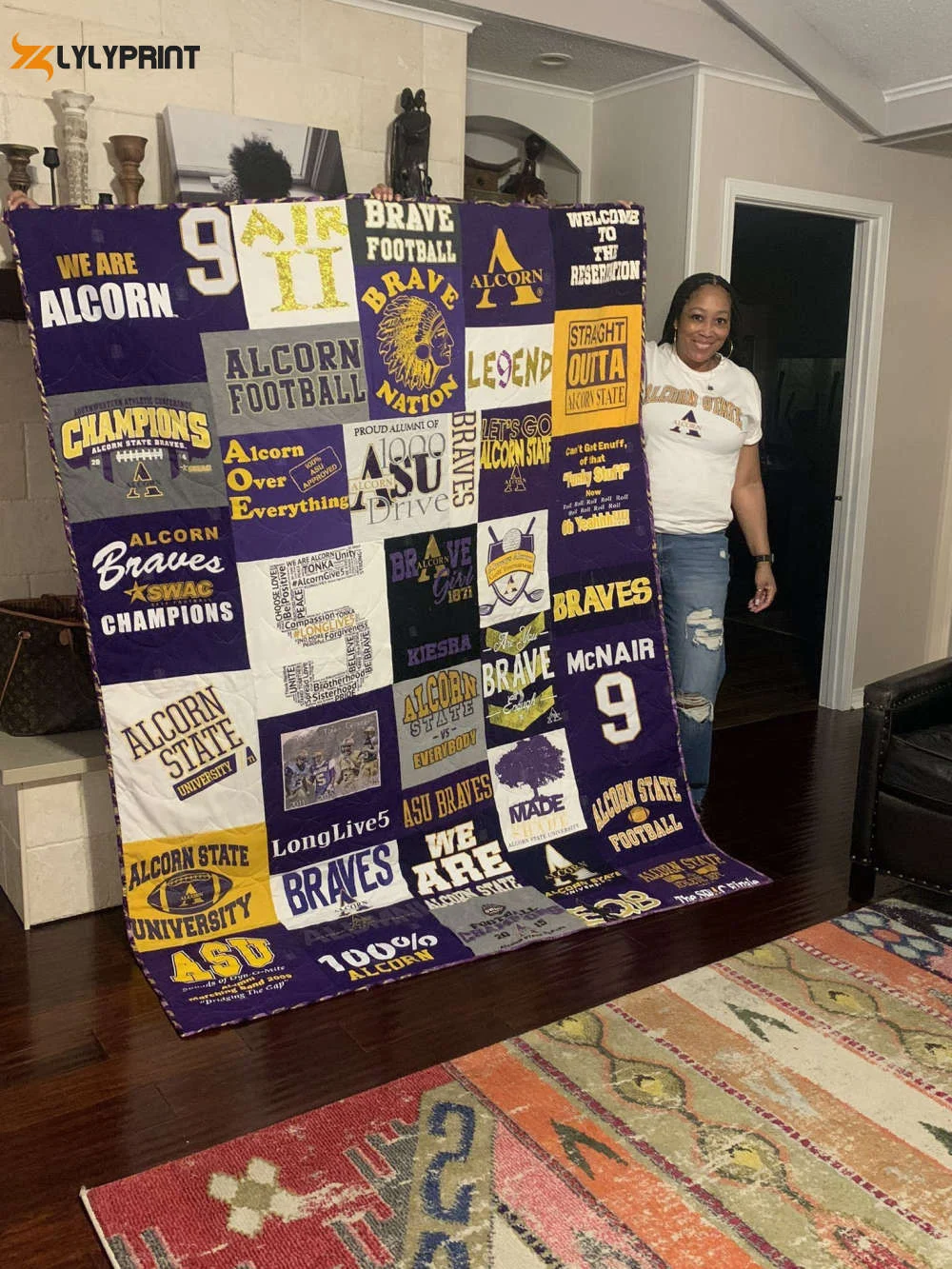 Alcorn State 2 Quilt Blanket For Fans Home Decor Gift , Soft Quilt, King Size, All Season Cozy Quilt QB0901