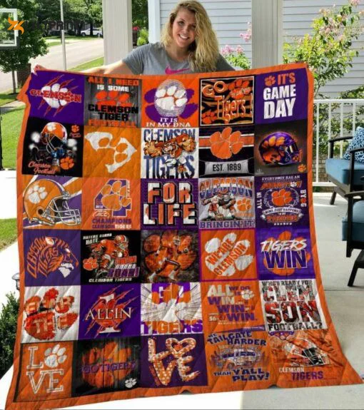 Clemson Tigers 1 Quilt Blanket For Fans Home Decor Gift , Soft Quilt, King Size, All Season Cozy Quilt QB0901