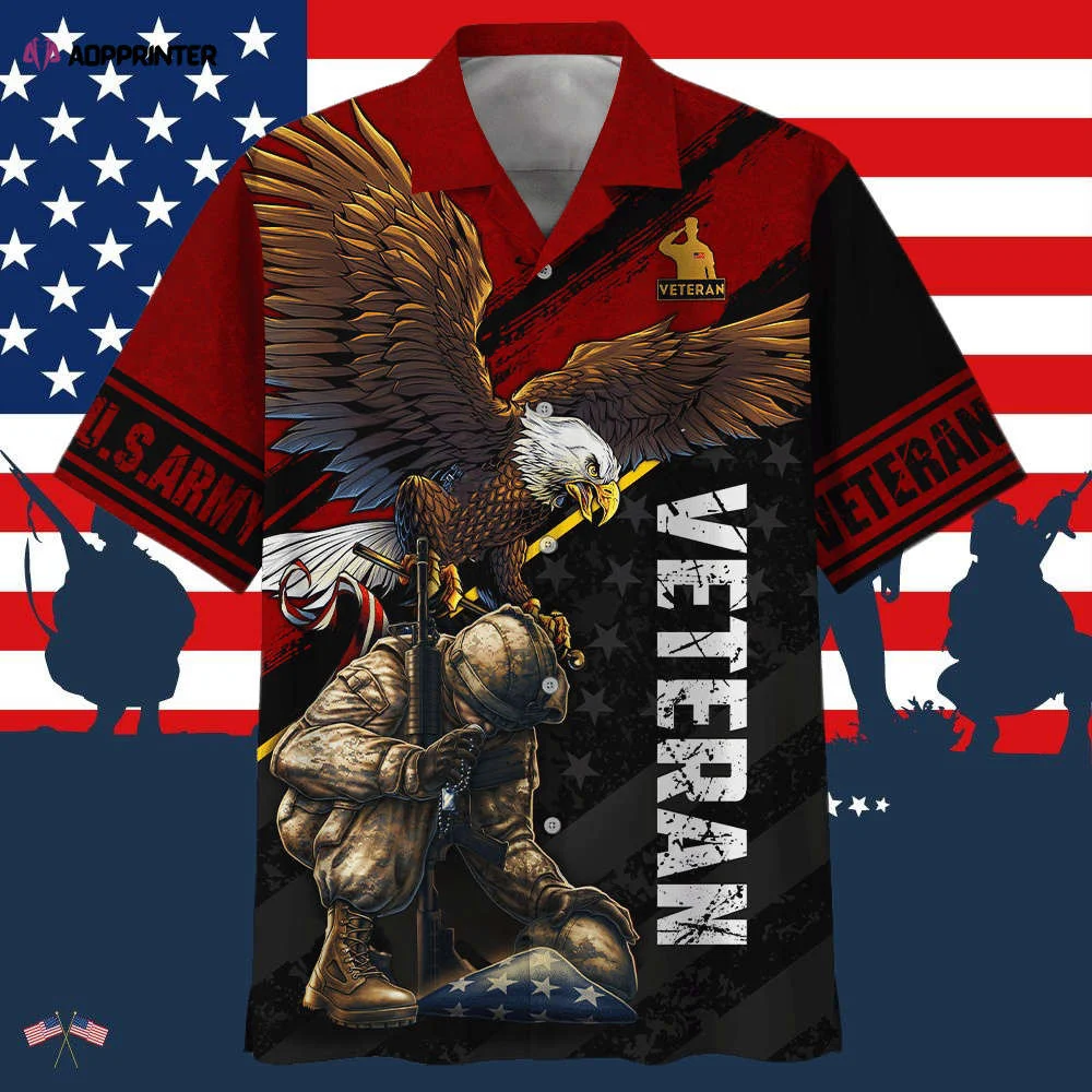 U.S Army Veteran Soldiers Red Black Hawaiian Shirt HW0601
