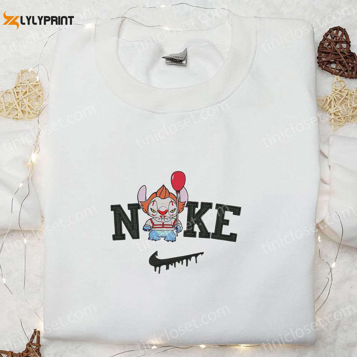 Nike x Chibi Pennywise Stitch Balloon Shirt Disney Halloween Hoodie – Best Gifts for Halloween Lovers HZ0501