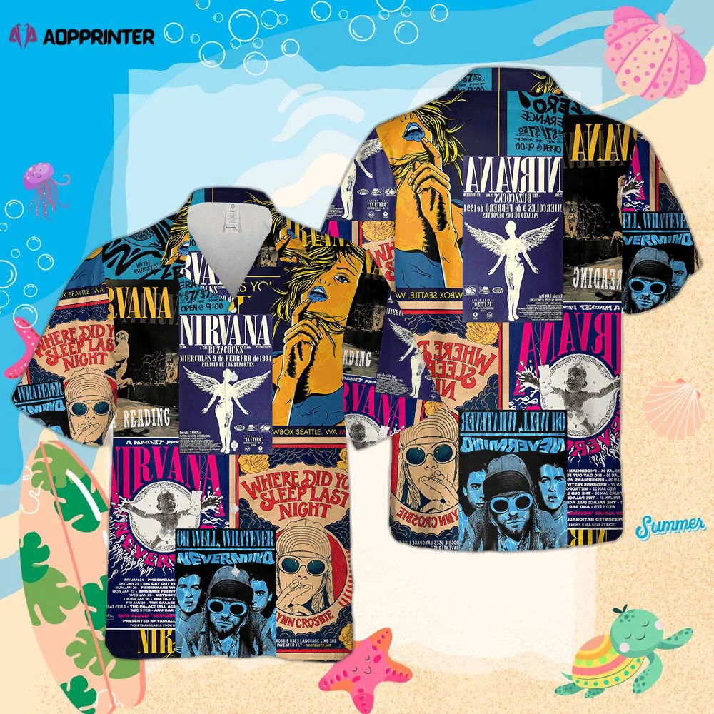 Nirvana Merch Posters Collage Cuban Hawaiian Shirt HW0601