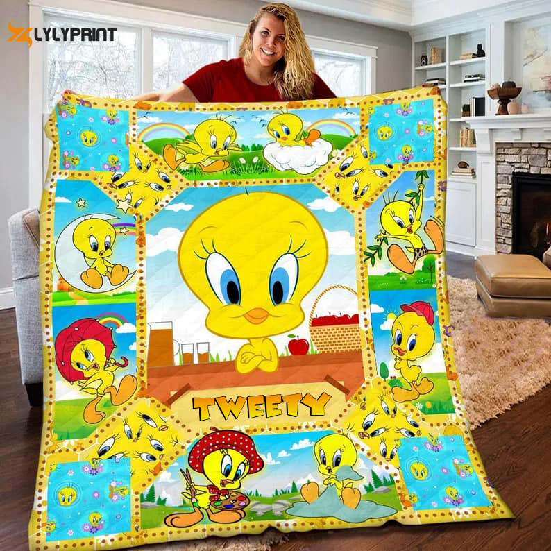 Tweety Bird Quilt Blanket For Fans Home Decor Gift , Soft Quilt, King Size, All Season Cozy Quilt QB0901