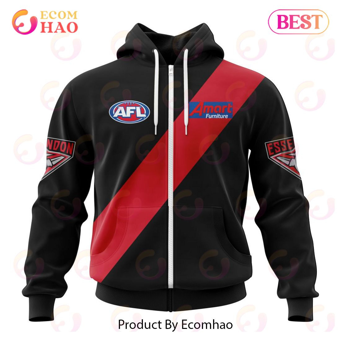 AFL Essendon Football Club Home Kits 2023 3D Hoodie, Zip Hoodie, Man - Women, Warm, Premium Quality HZ0501