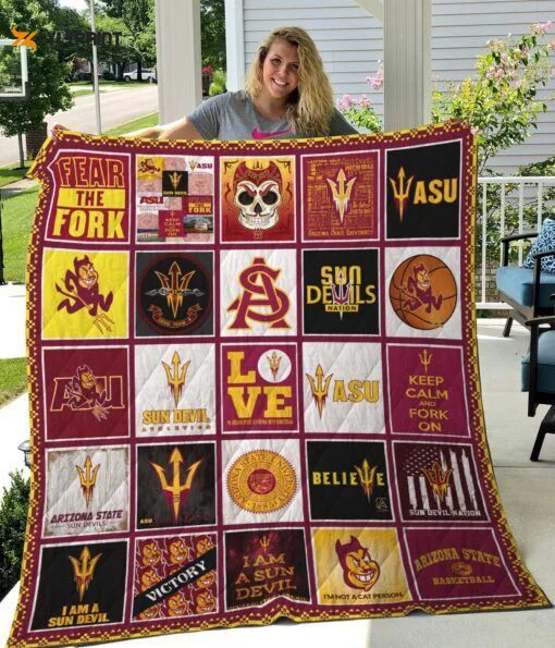 Arizona State Sun Devils 2 Quilt Blanket For Fans Home Decor Gift , Soft Quilt, King Size, All Season Cozy Quilt QB0901