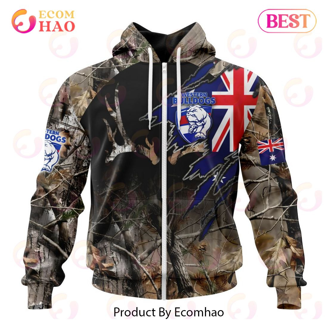 AFL Western Bulldogs Special Camo Realtree Hunting 3D Hoodie, Zip Hoodie, Man - Women, Warm, Premium Quality HZ0501