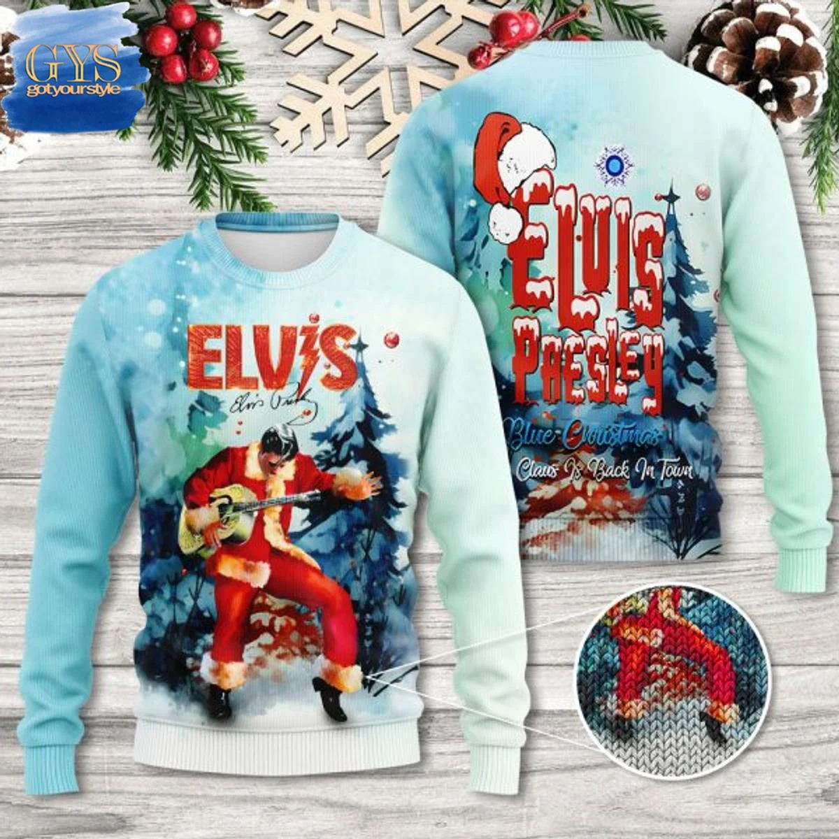 Elvis Presley Santa Christmas Sweater , Cozy Soft Unisex Pullover SW0601