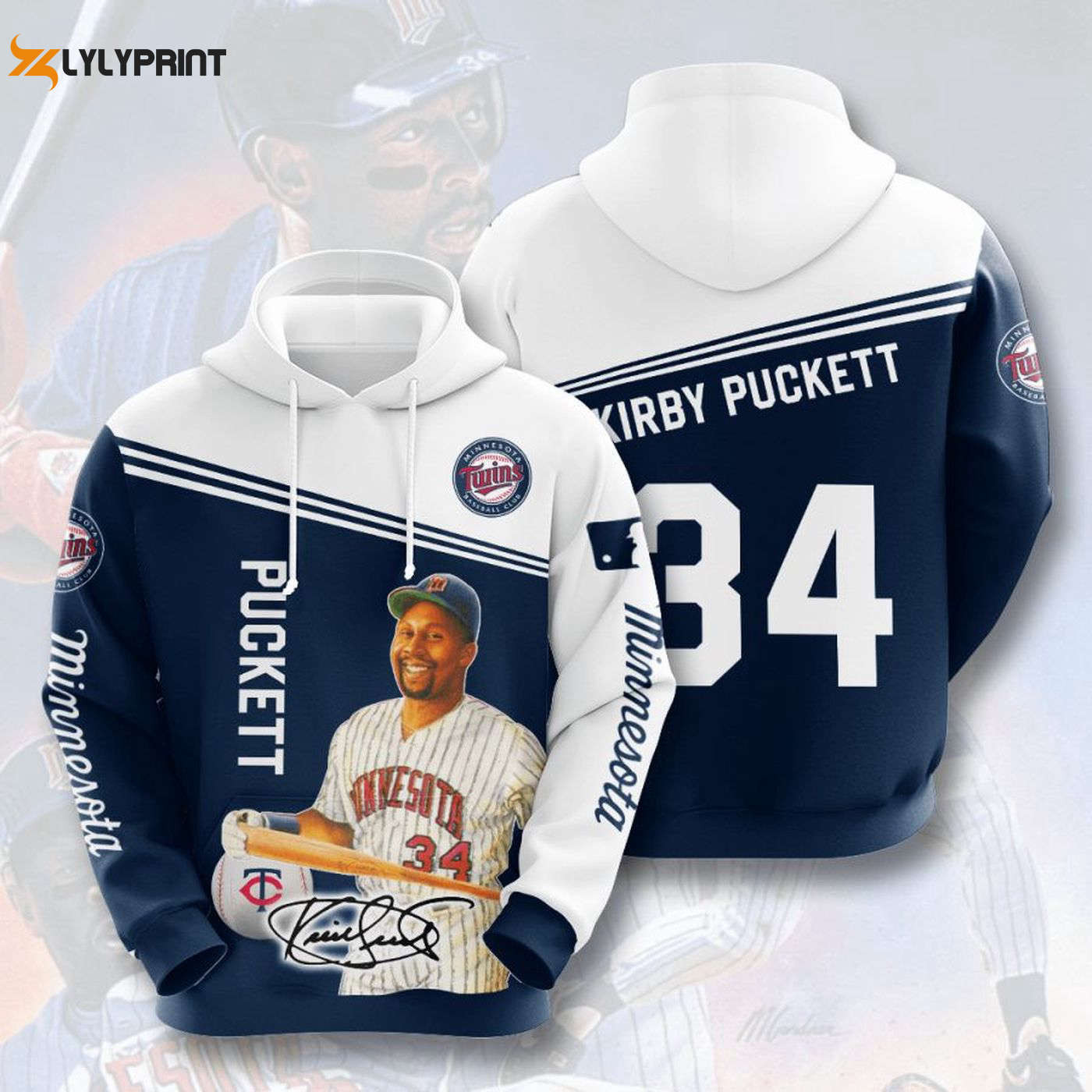 Stay Warm in Style with Minnesota Twins Kirby Puckett AOP Pullover Hoodie Shirt HZ0501