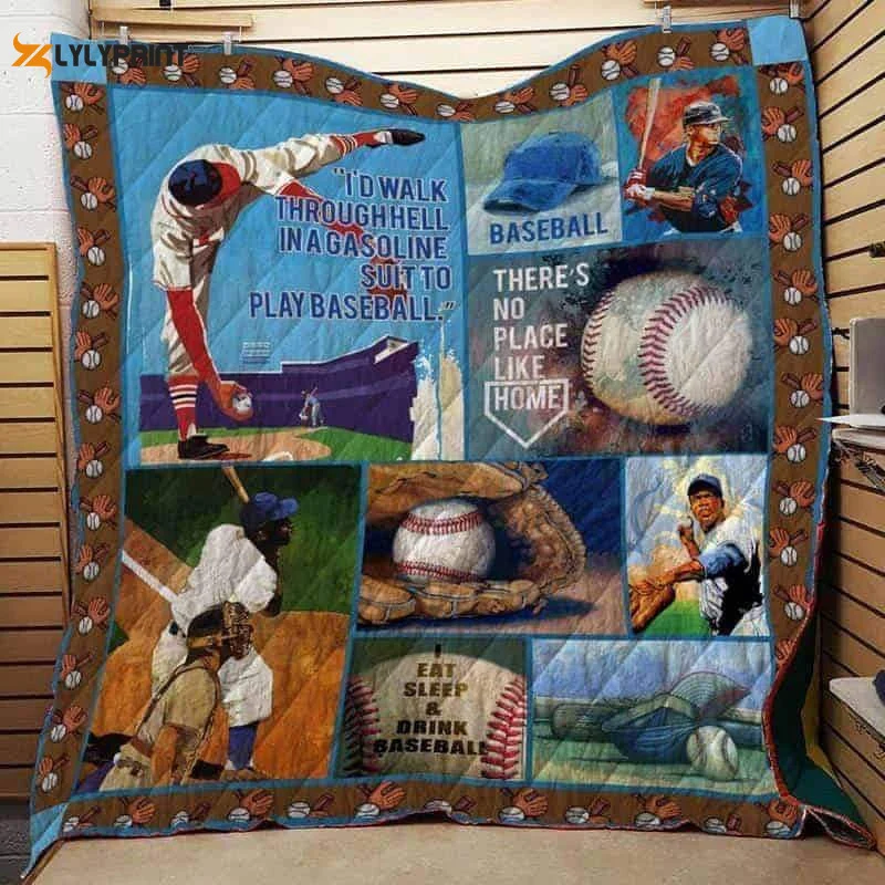 Baseball Quilt Blanket , Soft Quilt, King Size, All Season Cozy Quilt QB0901
