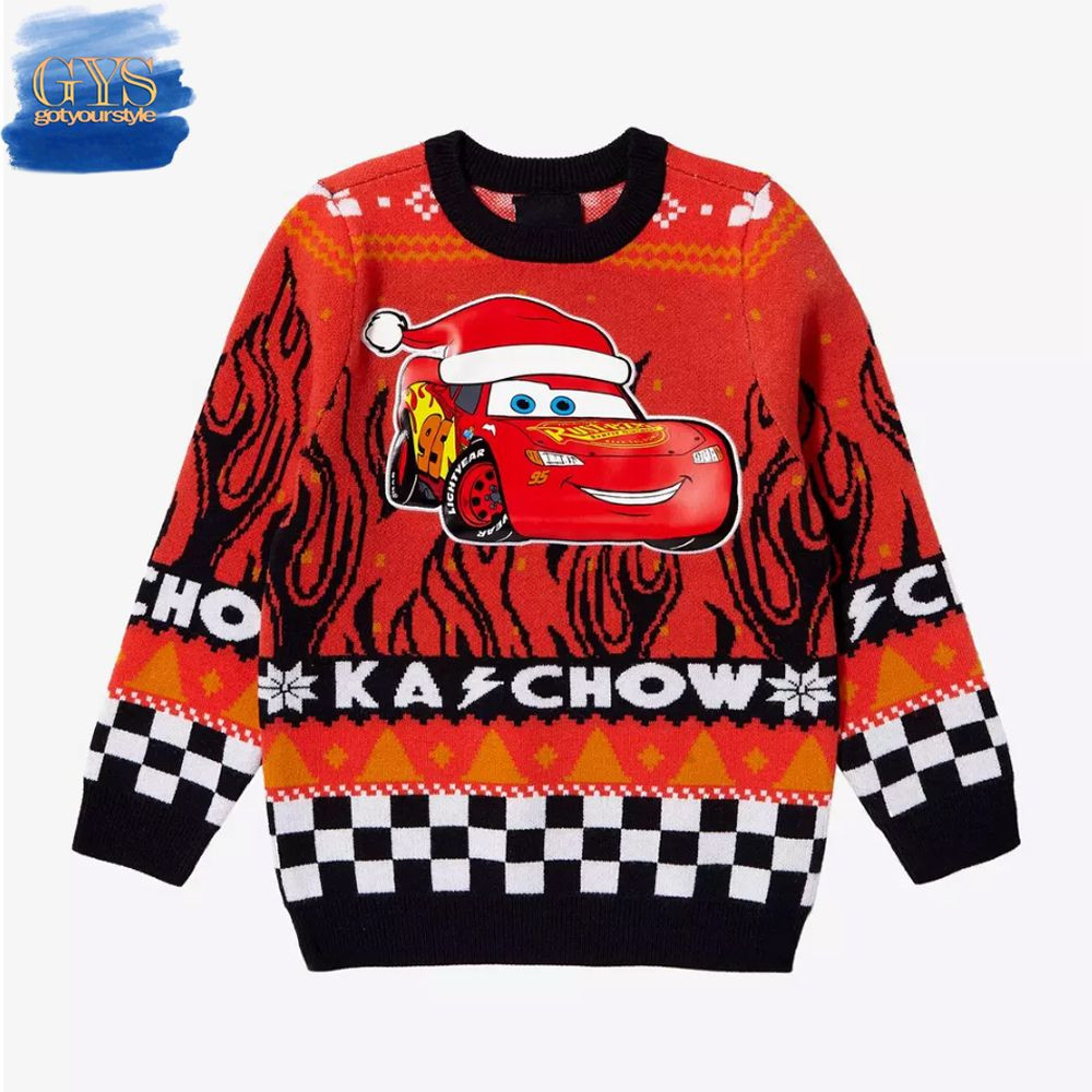 Disney Pixar Cars Lightning McQueen Ugly Christmas Sweater , Cozy Soft Unisex Pullover SW0601