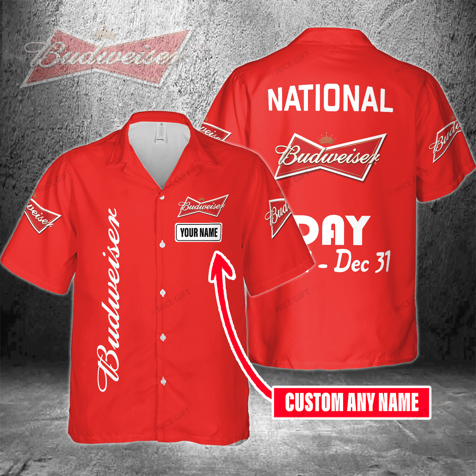 National Budweiser Day Jan 1 – Dec 31 Custom Name Hawaiian Shirt For Men And Women HW0601