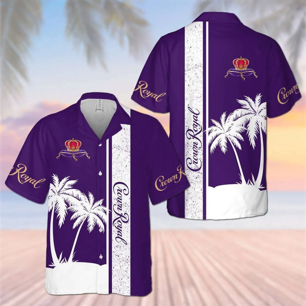 New Summer Crown Royal Palm Tree Pattern Hawaiian Shirt HW0601