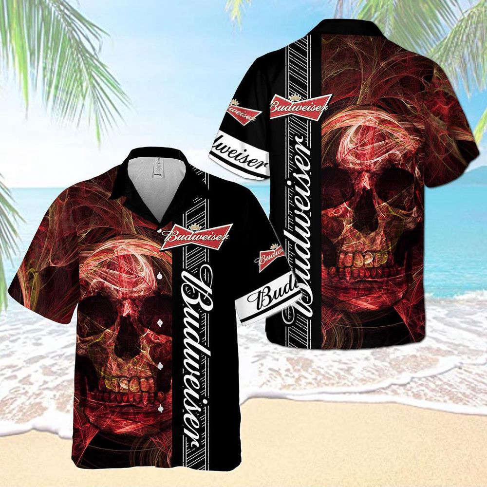 Budweiser Beer Skull Hawaiian Shirt, Gift For Men And Women HW0601