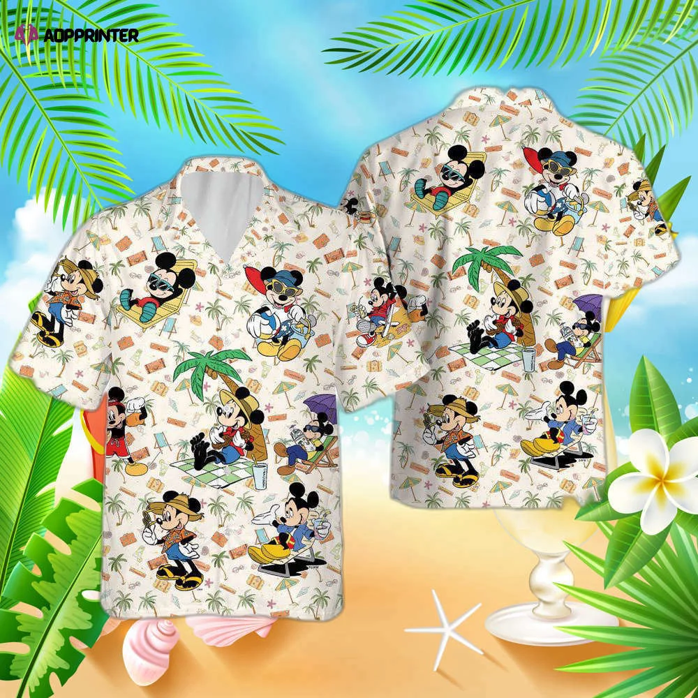 Disney Mickey Beach Button Up Shirt, Tropical Hawaiian Shirt, For Men Women HW0601