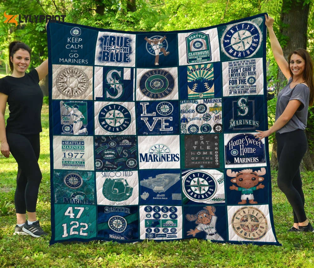 Seattle Mariners 2 Quilt For Fans Home Decor Gift , Soft Quilt, King Size, All Season Cozy Quilt QB0901