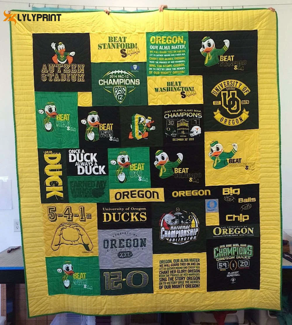 Oregon Ducks Version 3D Customized Quilt Blanket For Fans Home Decor Gift ,  Soft Quilt, King Size, All Season Cozy Quilt QB0901