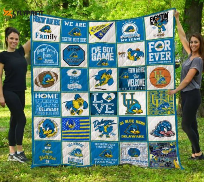 Delaware Blue Hens 2 Quilt Blanket For Fans Home Decor Gift , Soft Quilt, King Size, All Season Cozy Quilt QB0901