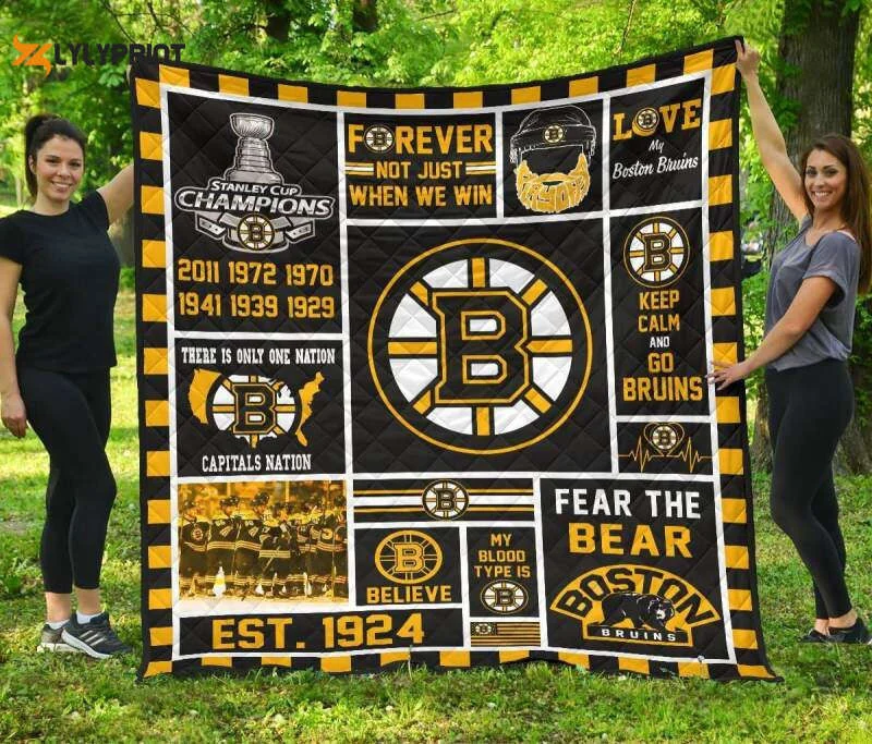 Forever Boston Bruins Fear The Bear Quilt Blanket For Fans Home Decor Gift ,  Soft Quilt, King Size, All Season Cozy Quilt QB0901