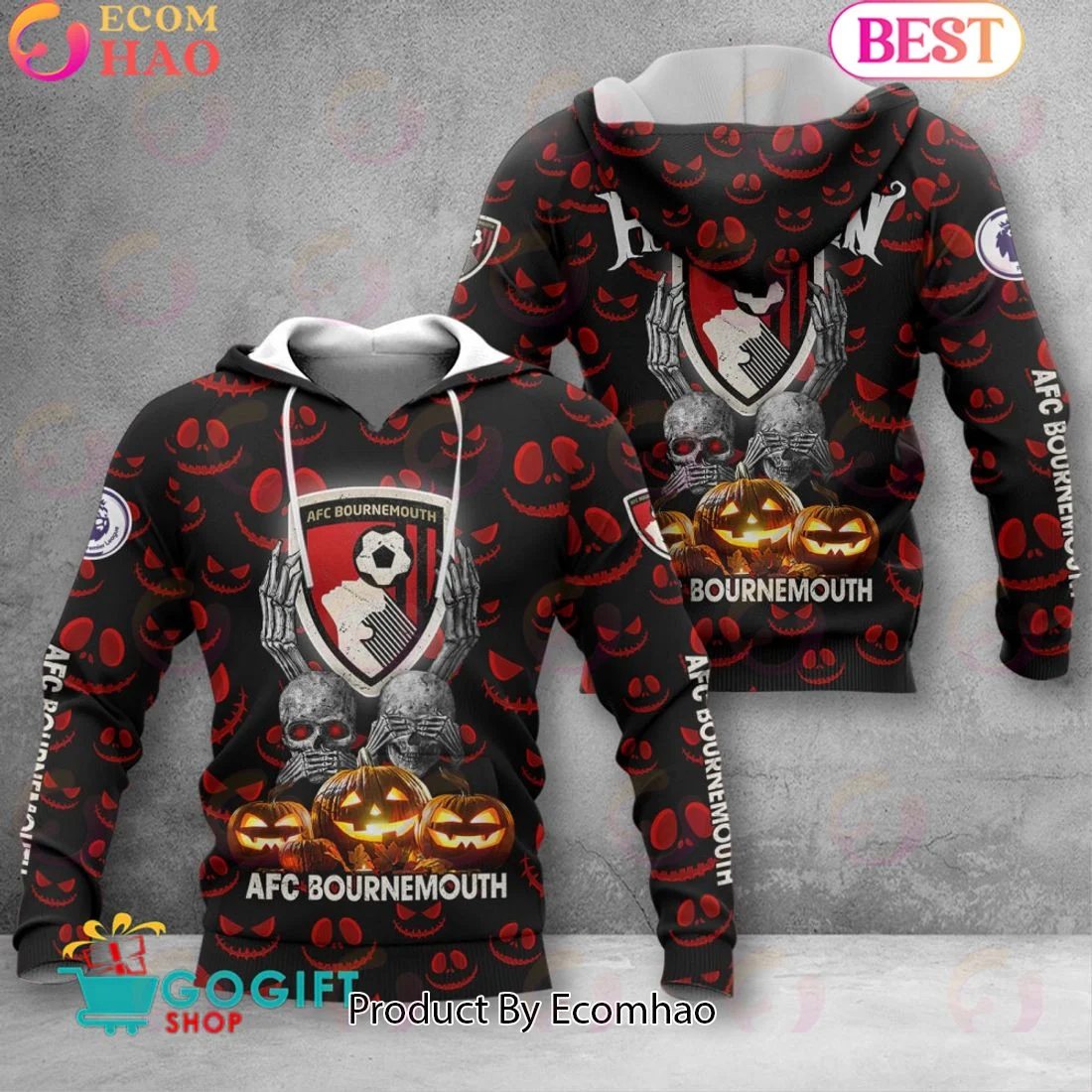 A.F.C. Bournemouth EPL - New Halloween 3D Hoodie, Zip Hoodie, Man - Women, Warm, Premium Quality HZ0501
