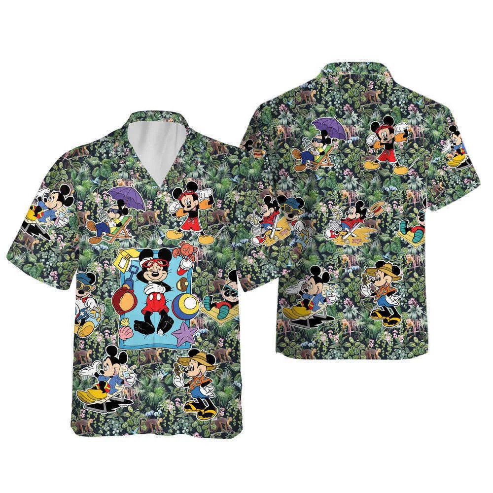 Disney Mickey Aloha Button Up Shirt, Tropical Hawaiian Shirt, For Men Women HW0601