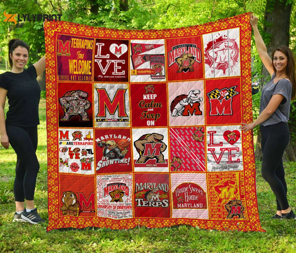 Maryland Terrapins Quilt Blanket For Fans Home Decor Gift , Soft Quilt, King Size, All Season Cozy Quilt QB0901