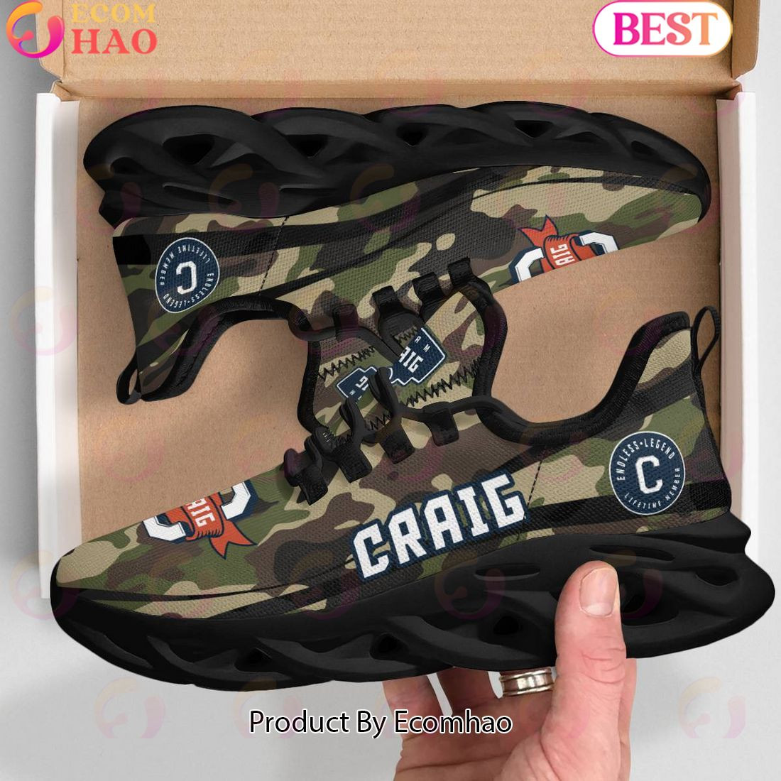 Craig Endless Legend Lifetime Member Special Camo Military Design Max Soul Shoes, Sneakers  Unisex sneakers MS0601
