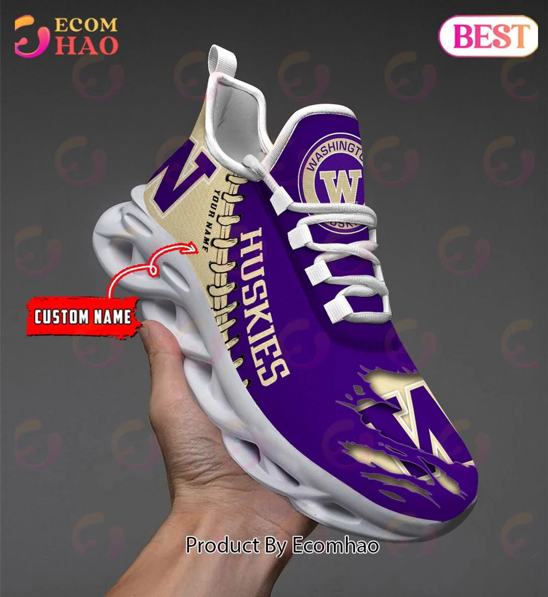 Washington Huskies Max Soul Shoes Custom Name  Unisex sneakers MS0601