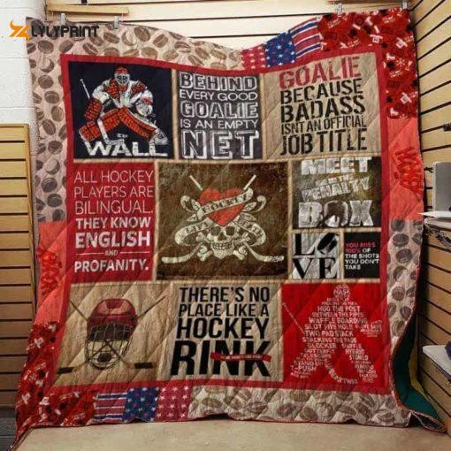 Hockey 3D Quilt Blanket For Fans Home Decor Gift ,  Soft Quilt, King Size, All Season Cozy Quilt QB0901